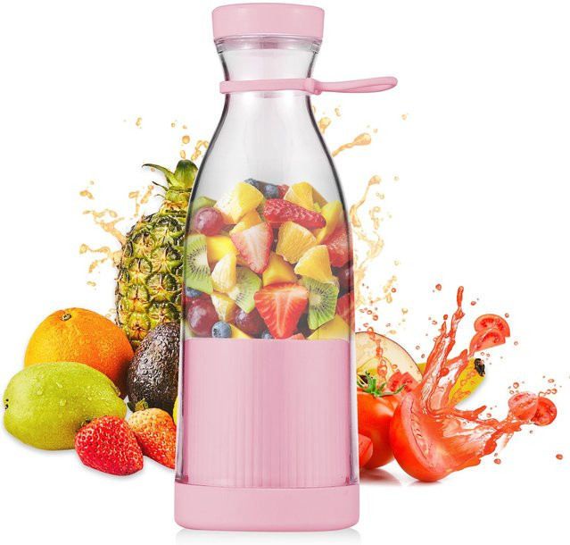 Tooarts Tragbarer Mini-Elektromixer in Rosa mit 6 Klingen für Smoothies, Milchshakes und Babynahrung, 300 ml - Bild 1