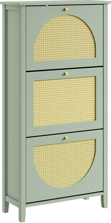 SoBuy Schuhschrank mit 3 Türen in Grün, moderner Schuhkipper für den Flur, B/T/H: 62 x 25 x 121 cm