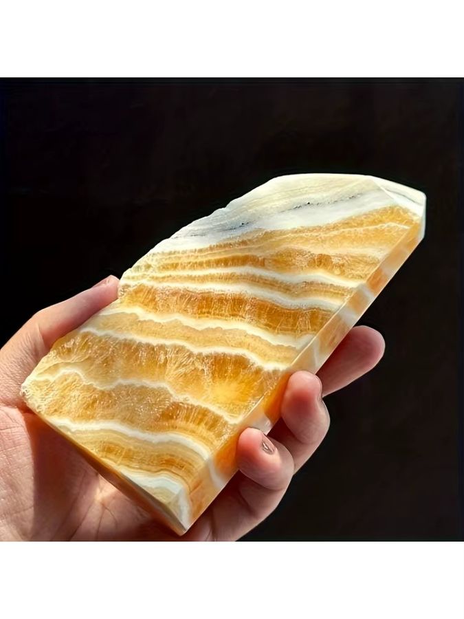 CRYSTALHOLA Orangen-Calcit-Kristallprobe als selbststehendes Freiform-Mineral in Orange - Bild 5