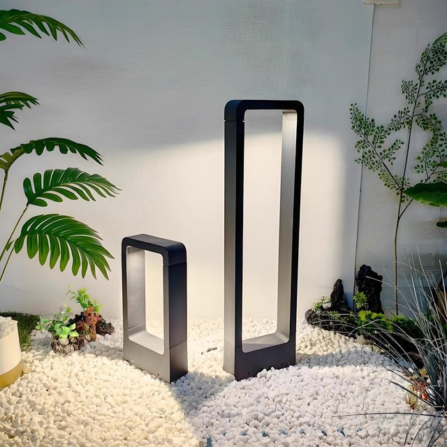 Feiyunlux LED Gartenleuchte Up-Down in Schwarz, Rechteckige Aluminium Rasenleuchte mit IP65 Wasserschutz und Warmweißem Licht - Bild 1