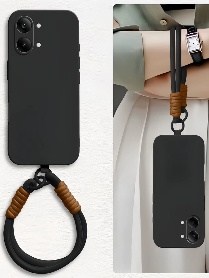 Stoßfeste Flüssigsilikon-Handyhülle mit gewebter Handgelenkschlaufe für Xiaomi POCO X8 Pro Max / X8 Pro in Schwarz - Bild 3