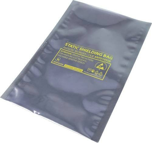 Antistat 010-0055 ESD-Beutel aus Kunststoff, grau/transparent, B: 40,6 cm, L: 45,7 cm, 100 Stück - Bild 1