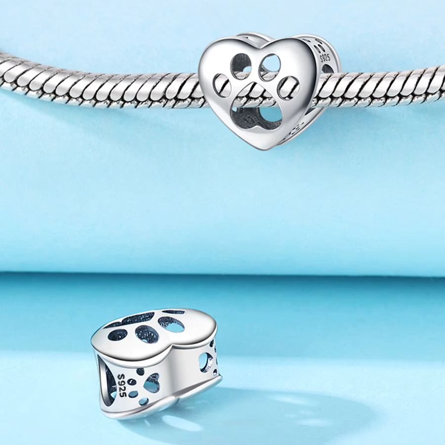 PANPOKI Armband-Charms, 925 Silber, Herzförmig, Unisex - Bild 2