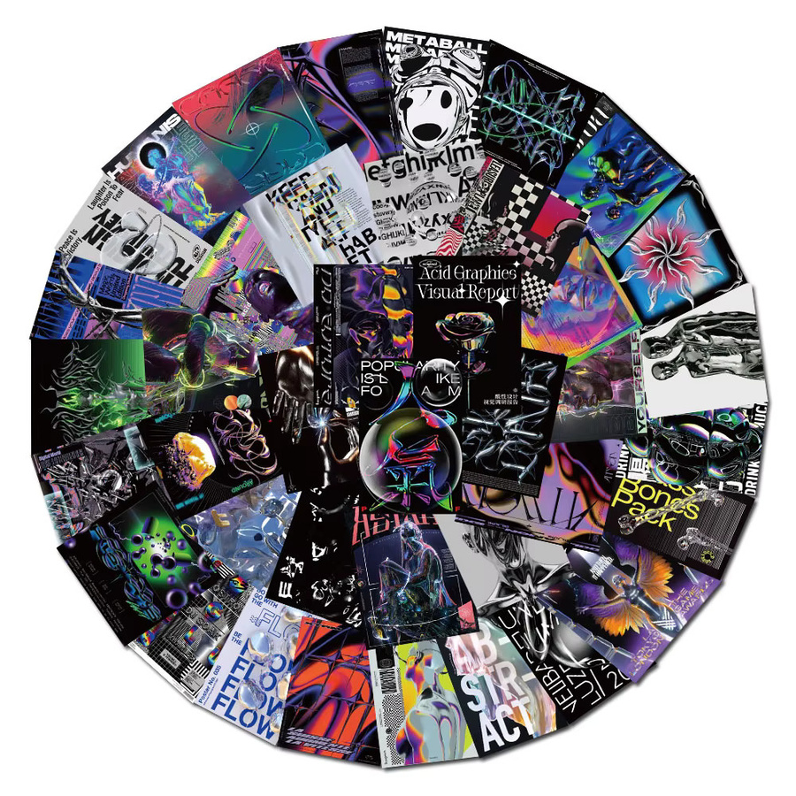 Rspctou Psychedelic Acid Grafik-Aufkleber, Cartoon-Sticker, 10/20/40 Stück - Bild 2