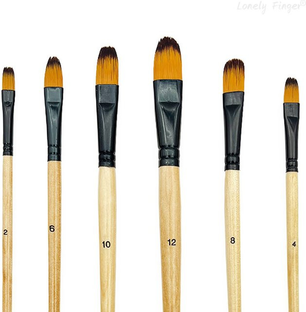 6-teiliges Künstler-Pinselset für Aquarell, Öl und Acryl in Mehrfarben mit Holzgriffen - Bild 1