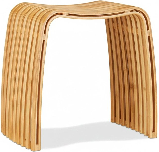 Relaxdays Garderobenhocker aus Bambus in Natur mit skandinavischem Design, B/T/H: 46 x 45 x 31 cm - Bild 1