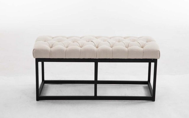 TPFLiving Sitzbank Amor in Creme mit matt schwarzem Gestell, Breite: 100 cm, Höhe: 46 cm, Tiefe: 38 cm - Bild 1