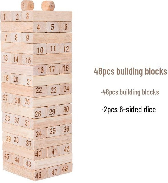 the BAY Jenga-Klötze, Tischspiel, Holz, Bunt / Mehrfarbig, Weiß, 48-teiliges Set - Bild 1