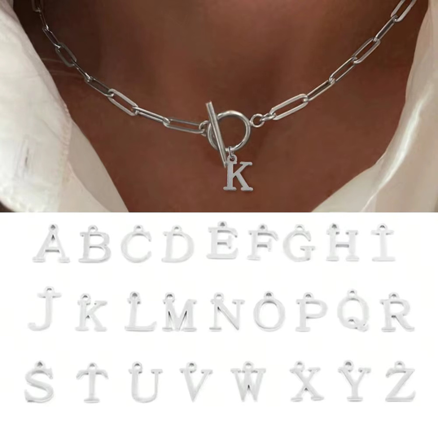 Halskette mit A-Z Initial Anhänger, Silber, Vintage, Damen - Bild 3