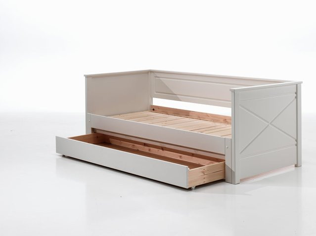Vipack Kojenbett für Kinder aus Kiefer und MDF mit Auszug und Bettschublade, weiß lackiert, Liegefläche B: 90 cm, L: 200 cm, erweiterbar auf B: 180 cm, L: 200 cm - Bild 1