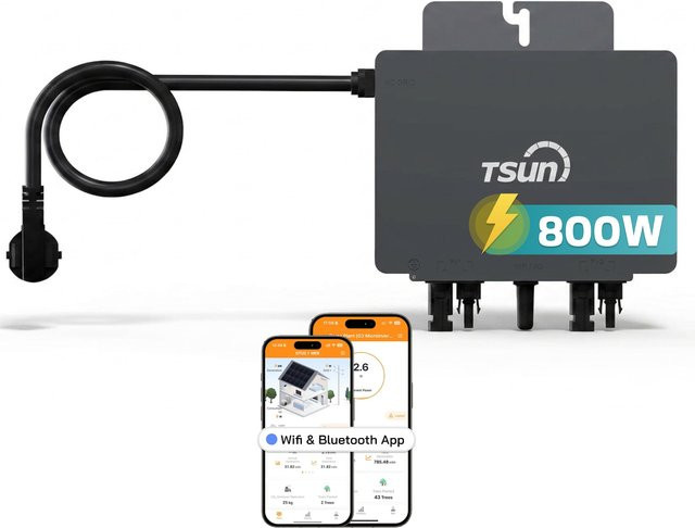 TSUN TSOL-MX800Lite Mikro-Wechselrichter 800 W, 2 MPPT, WiFi & Bluetooth, IP67, grau - Bild 1