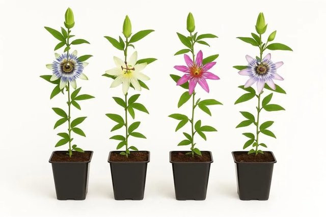 Exotenherz Passiflora Rainbow Passionsblume Kletterpflanze 4er Set im 11 cm Topf - Bild 1