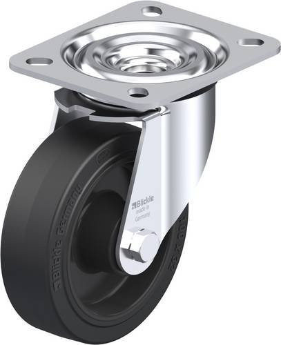 Blickle L-POEV 100XR Lenkrolle aus Stahl und Kunststoff, Rad-Durchmesser: 100 mm, Tragfähigkeit: 200 kg, galvanisiert, Schwarz/Grau - Bild 1