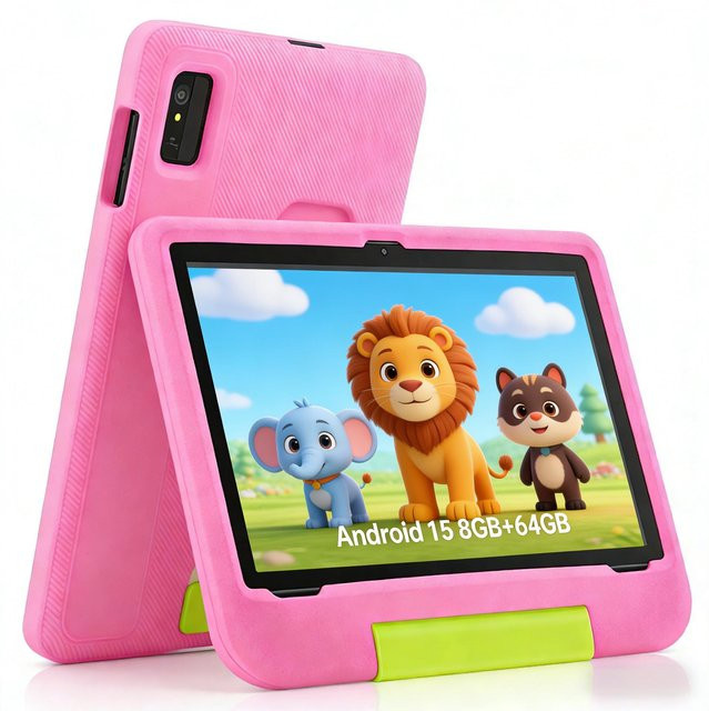 Paitanry Kinder-Lerntablet mit 10,1 Zoll IPS HD Touchscreen, Android 15, Octa-Core, 8GB RAM, 64GB ROM, 5000mAh Akku, Farbe: Pink, WLAN und Bluetooth - Bild 1