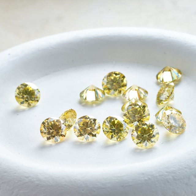 Moissanit-Stein, runder Schliff, zitronenfarben, Laborgezüchteter Diamant, VVS1 - Bild 1