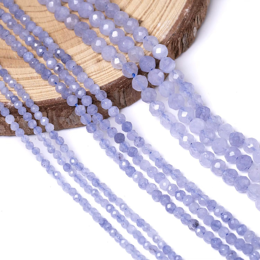 xilitata Perlen, Tansanit, blau, 2-4 mm, 38 cm - Bild 3