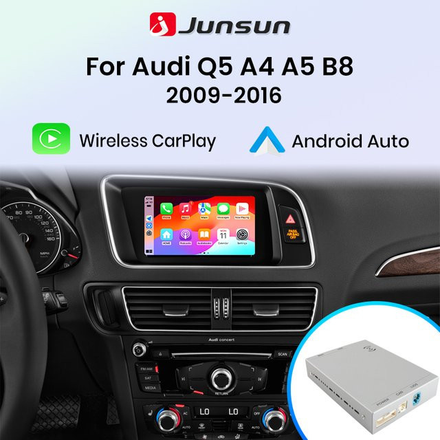 Junsun Wireless CarPlay und Android Auto Interface Decoder mit GPS, Bluetooth und Airplay für Audi Q5 S5 A4 B8 A5 (2009-2015) - Bild 1