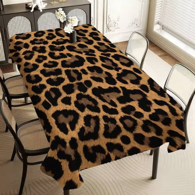 Wasserdichte rechteckige Tischdecke mit Leopardenmuster von JMG Household Supplies in Braun, B/T/H: 140 x 90 cm - Bild 1