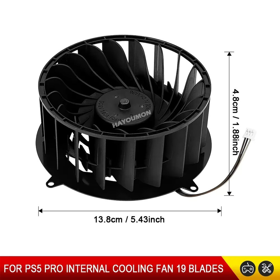 Sony Interner Kühlventilator für PlayStation 5 Pro CFI-70XX CFI-7000 CFI-7021, 19-Blatt, DC 12V 1,80A, 3-Pin-Anschluss, Schwarz - Bild 5