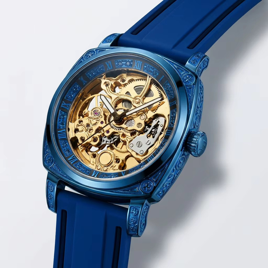 CAROTIF Armbanduhr, Automatik, blaues Zifferblatt, Legierung, Herren - Bild 2