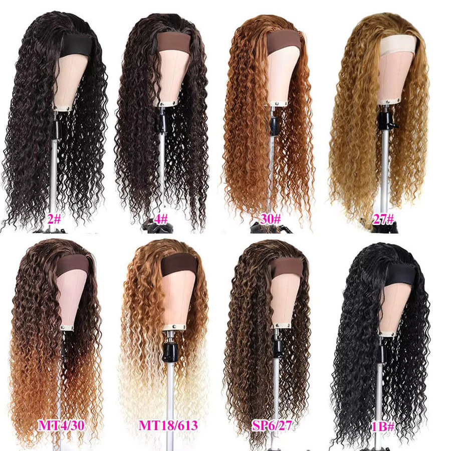 YAKIBEAUTY Stirnband-Perücke, Afro-lockige Wasserwellen, Schwarz, Damen - Bild 6