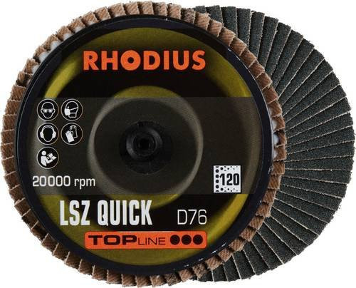 Rhodius LSZ QUICK Fächerschleifscheibe Körnung 120 für Edelstahl, Stahl und NE-Metalle, 10 Stück, Mehrfarbig - Bild 1