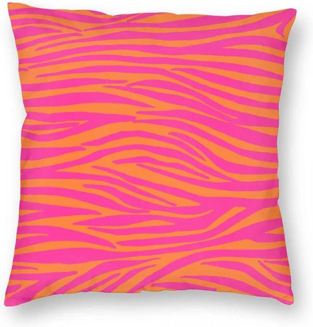 Shunika Chen Kissenbezug mit Zebra-Streifen-Print in Rosa und Orange, quadratisch, B/B/H: 45 x 45 cm - Bild 1