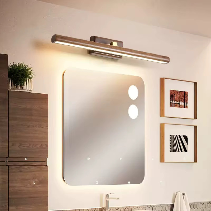 Homocean LED Wandleuchte aus Massivholz in Schwarz und Braun mit warmweißem Licht und verstellbarem Design für Badezimmer und Spiegel - Bild 2