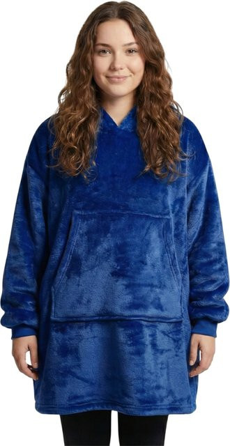 NYVI IamFlauschi Hoodie Decke mit Ärmeln, Kapuze und Kängurutasche, Farbe: Navy-Blau, B/T: 95 x 95 cm - Bild 1