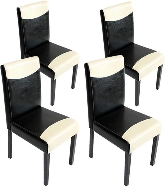 MCW 4er-Set Esszimmerstühle Littau aus Kunstleder in Schwarz-Weiß mit dunklen Beinen - Bild 2