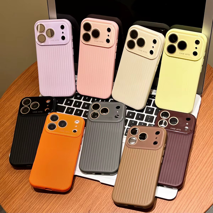 Luxuriöse iPhone Handyhülle mit Streifen-Wellpappe-Design und großem Fenster in Orange, stoßfeste Abdeckung mit Kameraschutz für iPhone 17, 16, 15, 14, 13, 12 und Pro Max Modelle - Bild 4