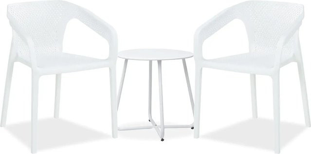 Homestyle4u Gartenmöbel Set 3-tlg modern in Weiß - Bild 1