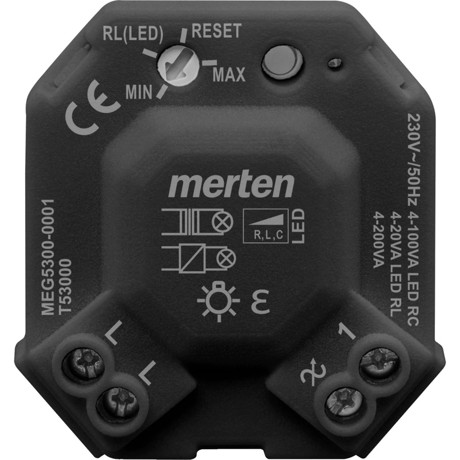 Merten Universal LED Dimmermodul MEG5300-0001 Schwarz für ohmsche, induktive und kapazitive Lasten, B/T/H: 39,5 x 20 x 44,5 mm - Bild 1