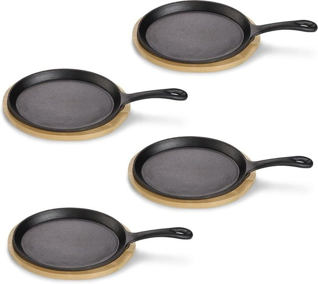 ECHTWERK Servierpfanne 2er-Set aus Gusseisen mit Emaille, schwarz, oval, Länge: 38 cm, Breite: 19 cm, Höhe: 2 cm - Bild 1