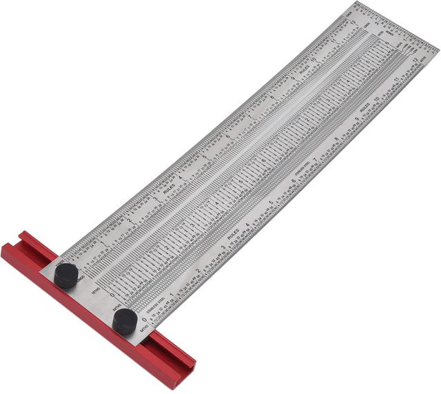 KONNWEI T-Regel Anreißlineal aus Edelstahl in Silber, Messwerkzeug und Positionierlehre für die Holzbearbeitung, Länge: 30,5 cm - Bild 1