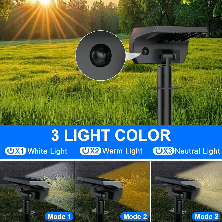 86 LED Solar-Landschaftsstrahler in Schwarz mit RGB-Farbmodi und IP65 wasserdichter Schutz für Garten und Außenbereich - Bild 5