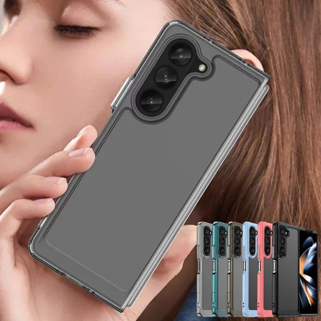 Bunte transparente TPU Handyhülle mit Acryl-Rückseite für Samsung Galaxy Z Fold 6 5 4 3 5G und Galaxy Z Flip 6, Anti-Fingerabdruck-Schutz - Bild 1