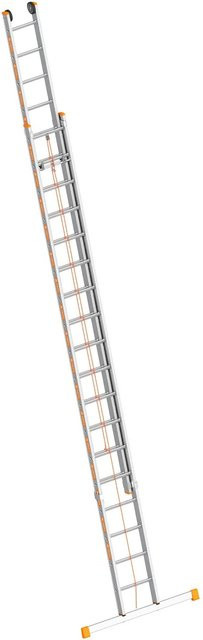 Layher Topic 1037 Seilzugleiter mit Quertraverse und 18 Sprossen in Silber - Bild 1
