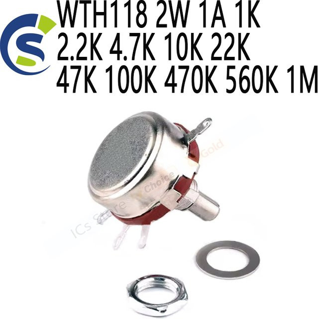 2 Stück ANNUOSENCHIP WTH118 Kohlenstoff-Drehpotentiometer Rundwellen 2W 1A - Bild 1