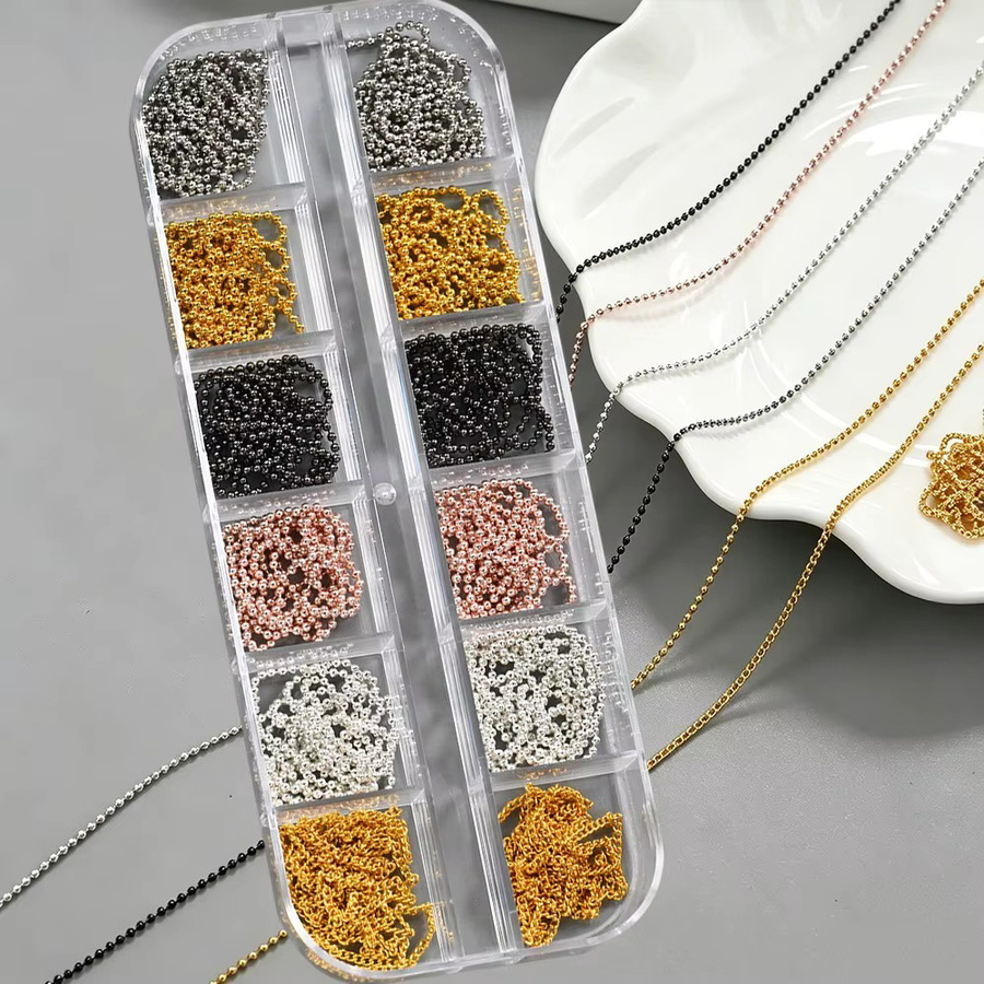 MingLee Nagelkunst-Charms, 12er-Set, Metallketten, Silber, Metallic - Bild 3