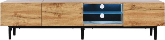 okwish TV Schrank mit LED Licht in Natur und Holzmaserung für deinen Wohnbereich, B/T/H: 175 x 41 x 31 cm - Bild 1
