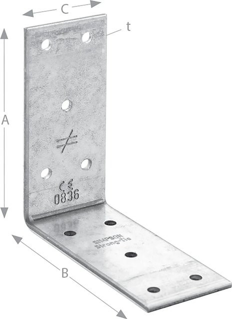 ABB Winkelverbinder Simpson aus feuerverzinktem Stahl, Farbe: Silber, B/T/H: 9,3 x 9,3 x 4,0 cm - Bild 1