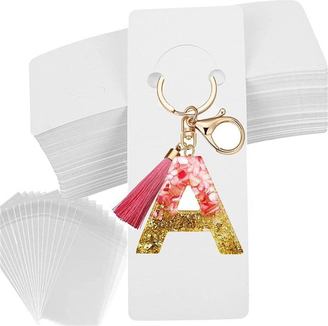 Aclovex Schlüsselbund Display Karten aus weißem Papier für DIY Schmuckherstellung, 30 Stück - Bild 1