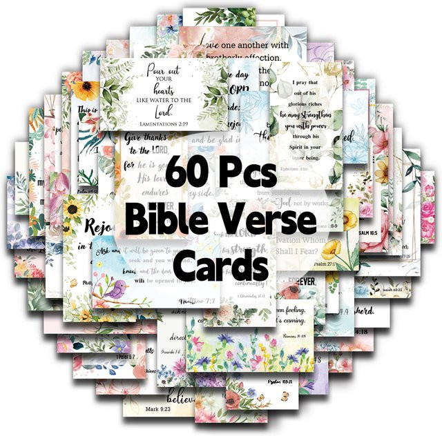 60 Stück Bibel-Schriftkarten mit inspirierenden Zitaten und christlichen Versen in Mehrfarbig, ideale Ermutigungskarten für Erwachsene - Bild 1