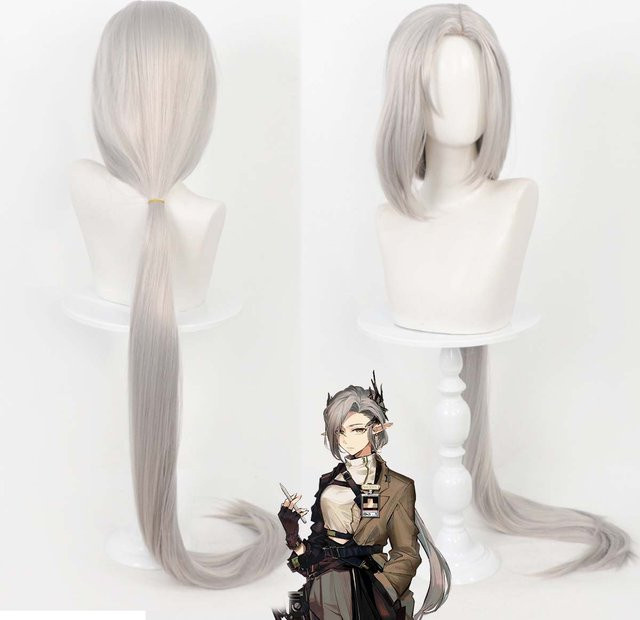 Bandai Arknights Nasti Lunorey Cosplay Perücke, Silber Weiß, Lange Perücke - Bild 1