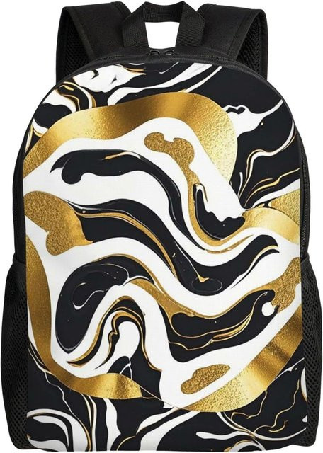 Fancy Style Studio Laptop Rucksack 16 Zoll Wasserdicht in Schwarz Roségold Marmor Design - Bild 1