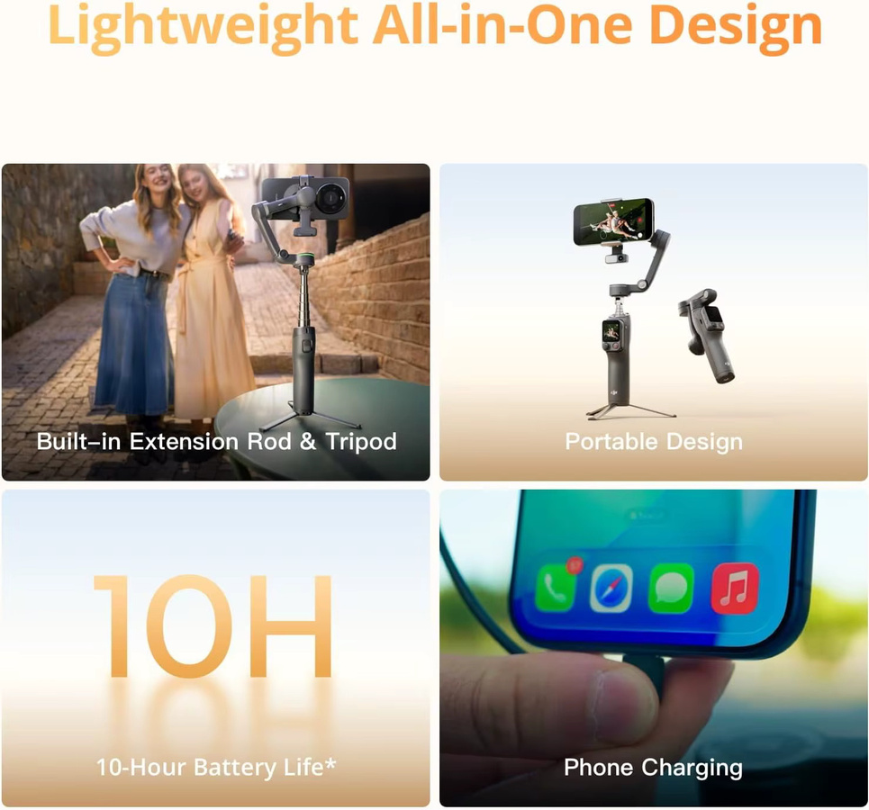 DJI OSMO Mobile 8P Gimbal-Stabilisator für iPhone und Android mit 3-Achsen-Stabilisierung, Funksteuerung, nativem Tracking, integrierter Verlängerungsstange und Stativ - Bild 5