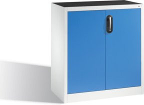C+P Werkzeug-Beistellschrank mit Drehtüren und 1 Boden, Korpus Lichtgrau und Front Lichtblau, H: 100 cm, B: 93 cm, T: 50 cm - Bild 1