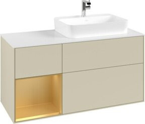 V&B Waschtischunterschrank Finion in Seidengrau lackiert mit Regalelement links, Breite: 120 cm, Tiefe: 50,1 cm, Höhe: 50,1 cm - Bild 1