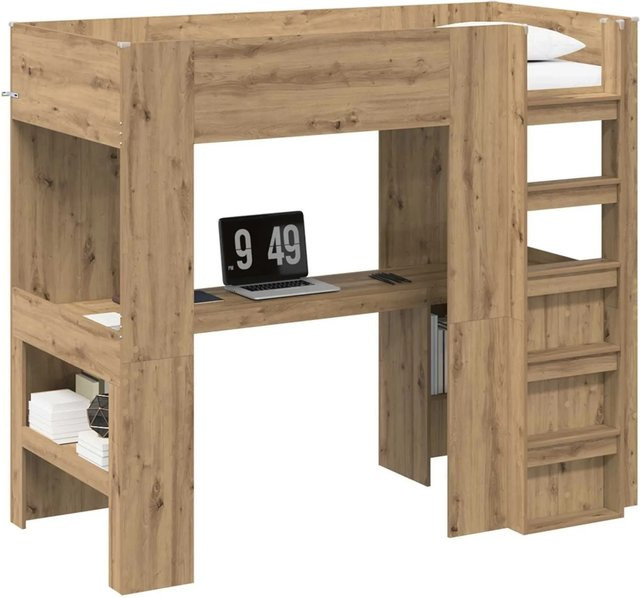 vidaXL Etagenbettgestell mit Schreibtisch in Artisan-Eiche, Farbe Braun - Bild 1